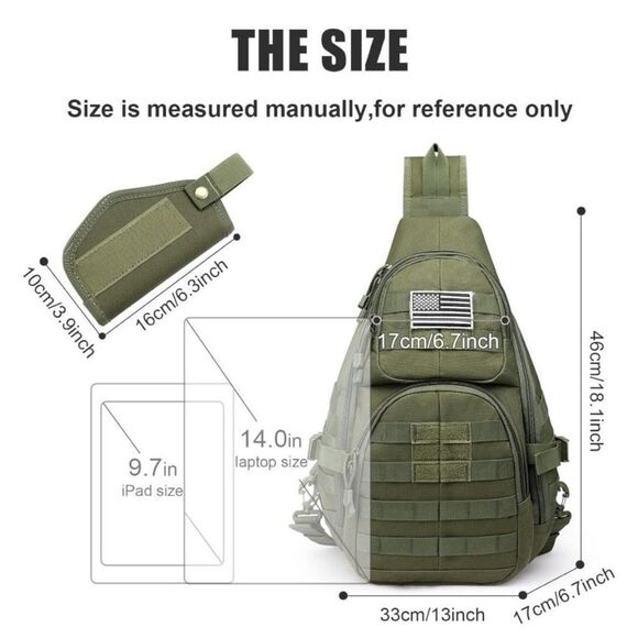 CCDW Tactical EDC Sling Backpack, Military Rover Shoulder Sling Bag Pack… - Picture 2 of 6